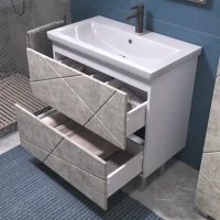 Тумба с раковиной Vigo Geometry 80 напольная, бетон, раковина Como 80