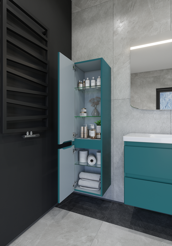 Шкаф-пенал для ванной Caprigo Forte 35 L изумрудно-бирюзовый