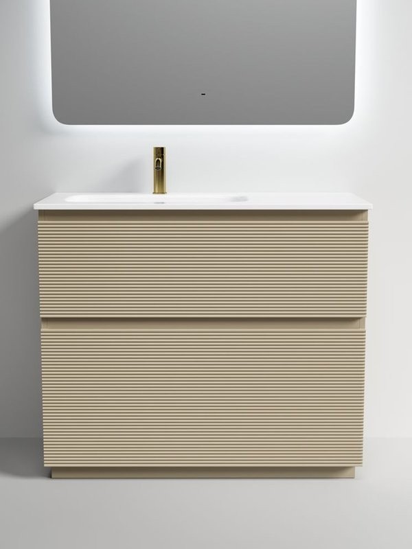 Тумба с раковиной Sancos Folk Floor 100 левая напольная, капучино, раковина CN7014