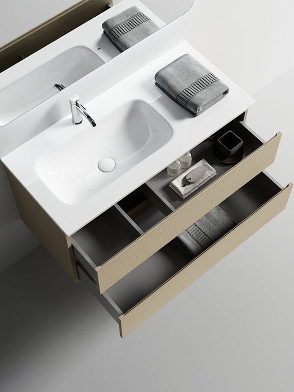 Тумба с раковиной Sancos Folk Floor 100 левая напольная, капучино, раковина CN7014