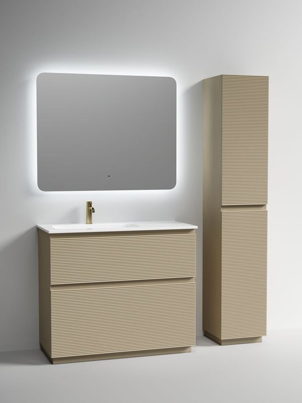 Тумба с раковиной Sancos Folk Floor 100 левая напольная, капучино, раковина CN7014