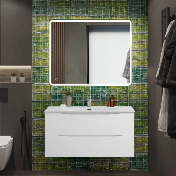 Мебель для ванной комнаты BelBagno Marino-cer-n 100 подвесная, bianco lucido