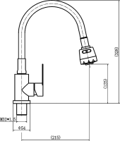Смеситель для кухни Fashun A54101+N7341 с гибким изливом, сатин, синий