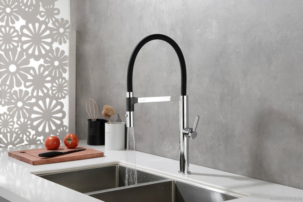 Смеситель для кухни Paulmark Leader Le214101-CR, с гибким изливом, хром