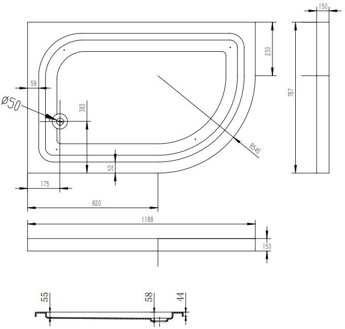 Душевой уголок Esbano ESR-8027А 120x80, L, с поддоном