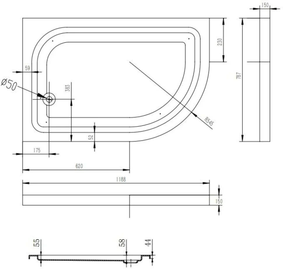 Душевой уголок Esbano ESR-8027А 120x80, L, с поддоном