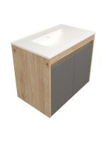 Тумба с раковиной Teymi Netta 80 дуб, графит волна