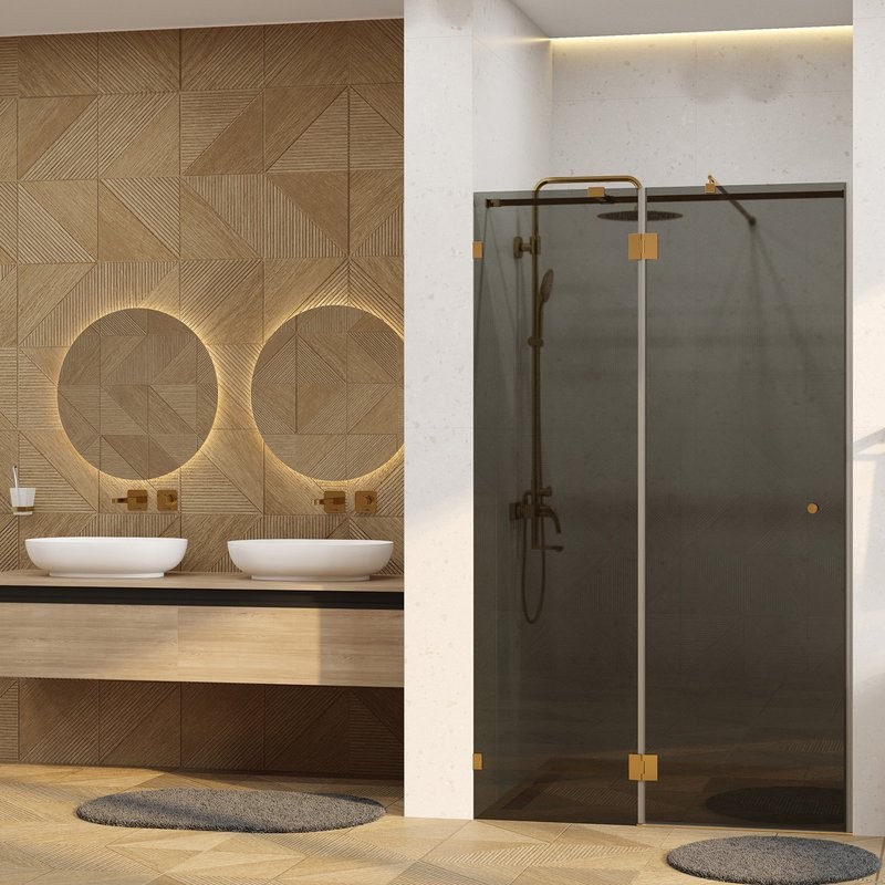 Душевая дверь в нишу Wasserkraft Ems 76H05-TG 120 см, тонированное стекло, фурнитура золото