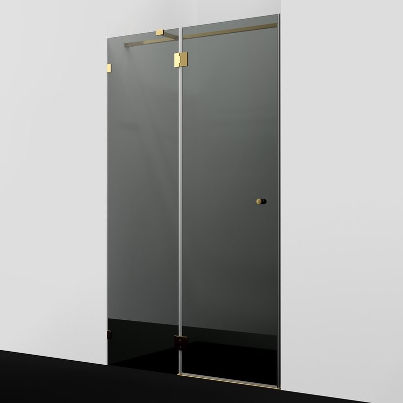 Душевая дверь в нишу Wasserkraft Ems 76H05-TG 120 см, тонированное стекло, фурнитура золото