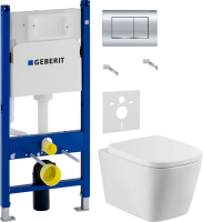 Комплект Унитаз подвесной BelBagno Albano + Крышка BB120SC с микролифтом + Инсталляция Geberit Duofix Delta 458.163.21.1 с кнопкой смыва, хром + Звукоизоляция