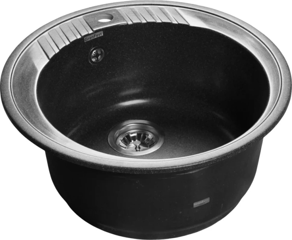 Комплект Мойка GranFest Rondo GF-R520 черный + Смеситель MEGA Ege MG-PL10 хром