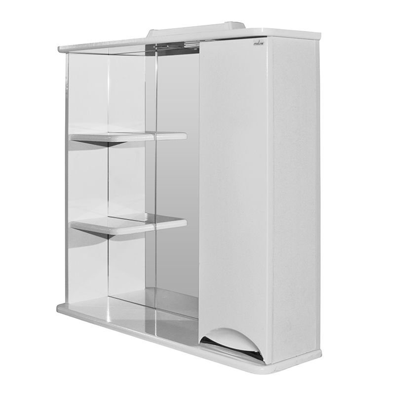 Шкаф с зеркалом в ванную MIXLINE 75х19х69,2 Белый ПВХ, полочки слева