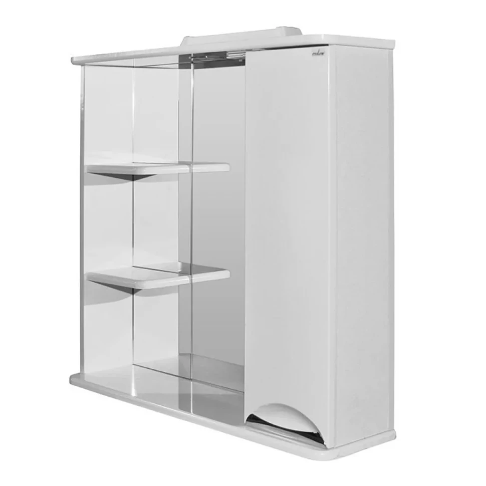 Шкаф с зеркалом в ванную MIXLINE 75х19х69,2 Белый ПВХ, полочки слева