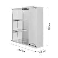 Шкаф с зеркалом в ванную MIXLINE 75х19х69,2 Белый ПВХ, полочки слева Шкаф с зеркалом в ванную MIXLINE 75х19х69,2 Белый ПВХ, полочки слева