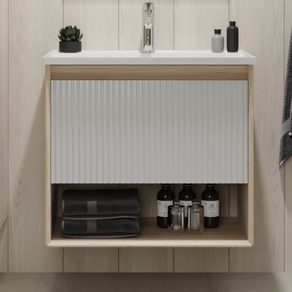 Тумба под раковину Jorno Tossony 70 сонома светлая, белый