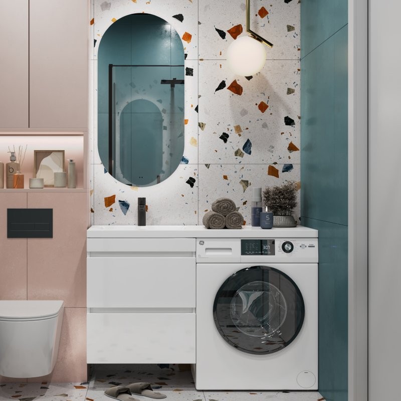 Мебель для ванной комнаты Vigo Urban 60 L 2 ящика, под стиральную машину, белая