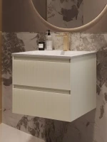 Тумба с раковиной Vincea Welle 60 m.beige soft-touch, раковина VCB-4H600W белая