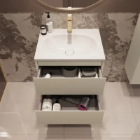 Тумба с раковиной Vincea Welle 60 m.beige soft-touch, раковина VCB-4H600W белая
