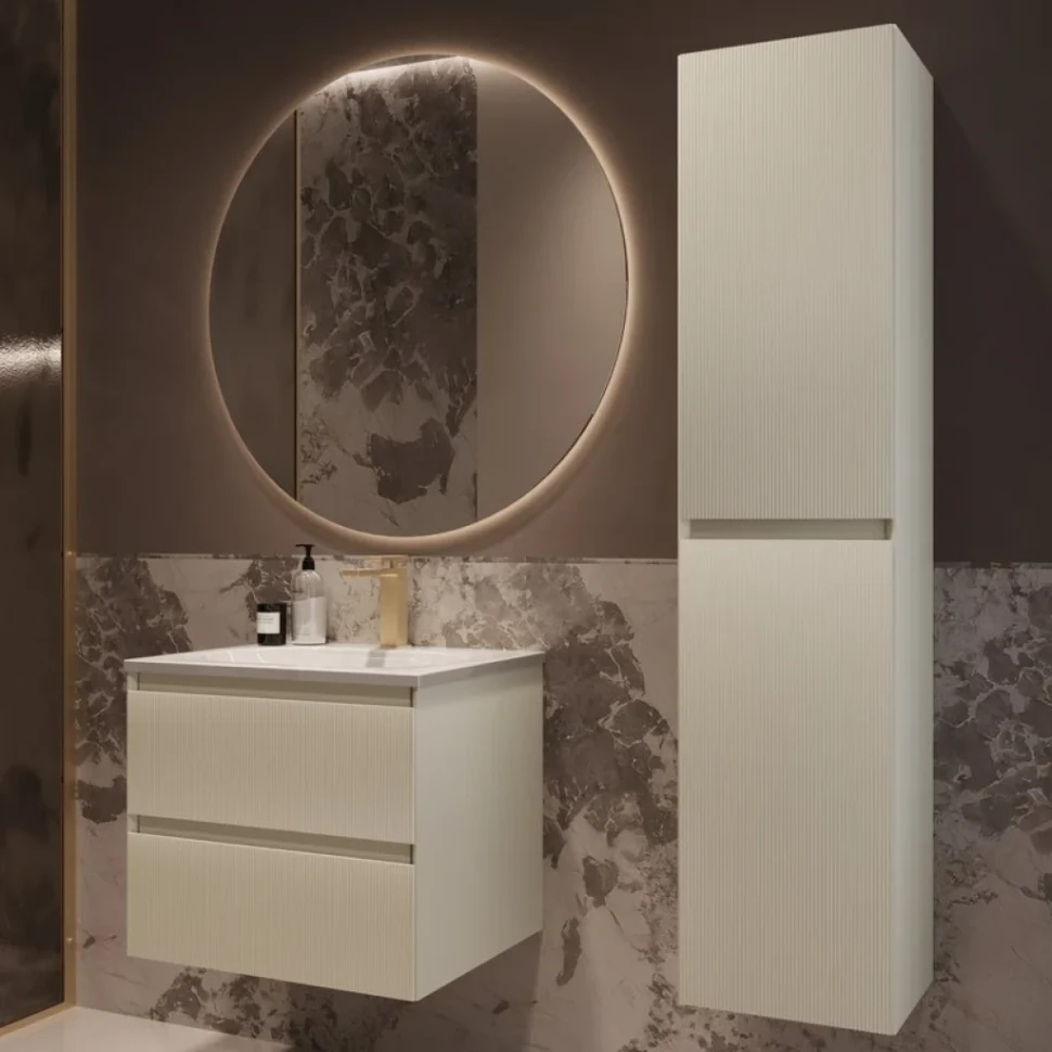 Тумба с раковиной Vincea Welle 60 m.beige soft-touch, раковина VCB-4H600W белая