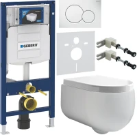 Комплект Унитаз подвесной Kerasan Flo + Крышка 318901 петли хром + Инсталляция Geberit Duofix UP 320 111.300.00.5 + Кнопка Sigma 01 115.770.11.5 белая + Крепления 111.815.00.1 к стене + Звукоизоляция