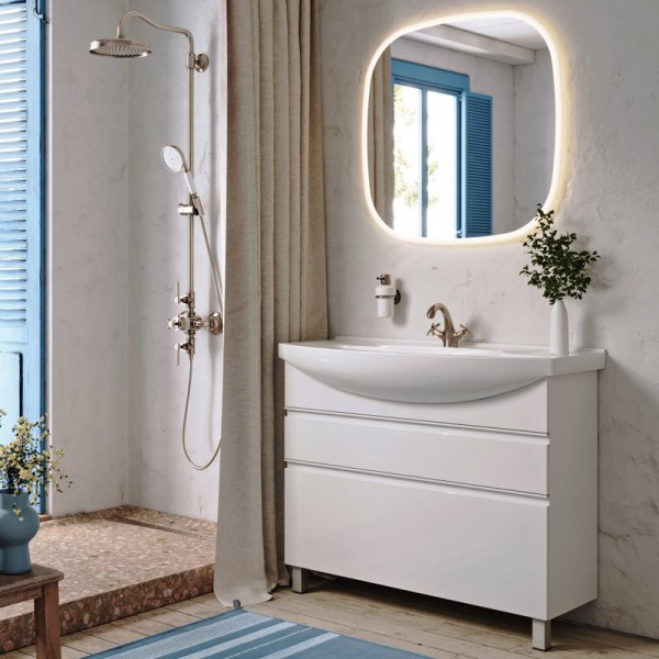 Мебель для ванной комнаты Aqwella Rodos 105 напольная, белая