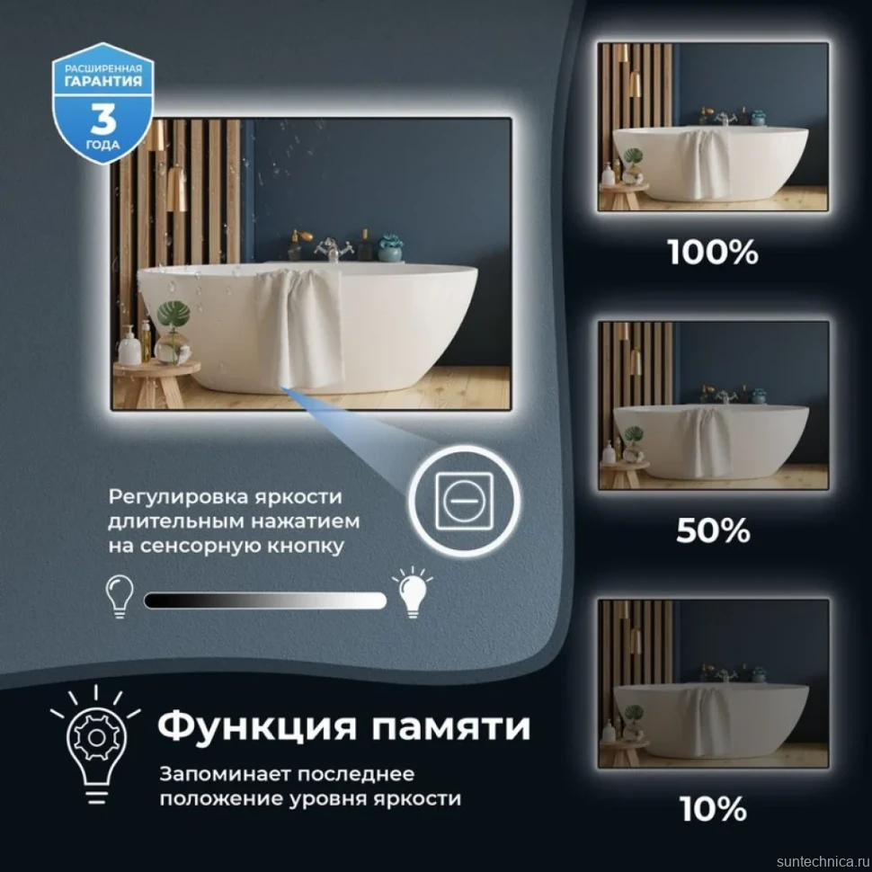 Зеркало Wellsee 7 Rays’ Spectrum 40х70 с подсветкой, черное матовое