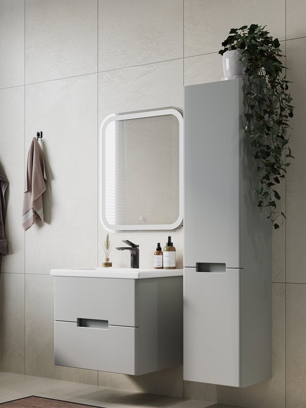 Мебель для ванной комнаты SanStar Ориана 50 подвесная, серая, раковина Cersanit Como 50