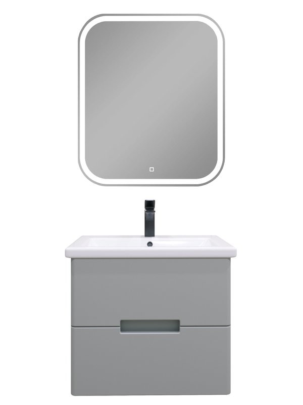 Мебель для ванной комнаты SanStar Ориана 50 подвесная, серая, раковина Cersanit Como 50