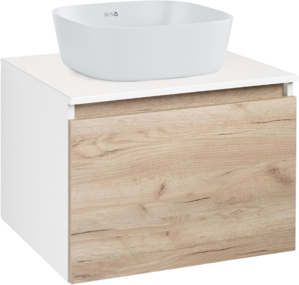 Тумба с раковиной Runo Бари 60 крафтовый дуб, раковина Bella 40