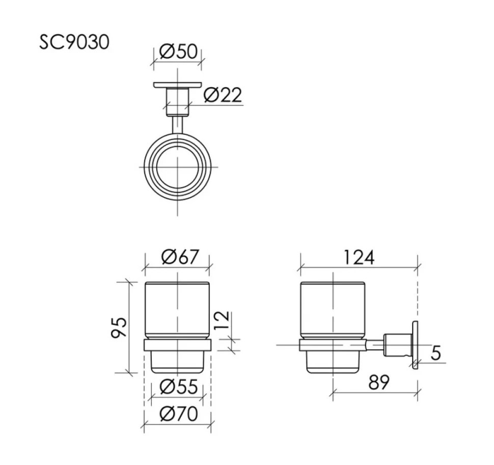 Стакан для ванной Sancos Base SC9030CH настенный, хром, стеклянный