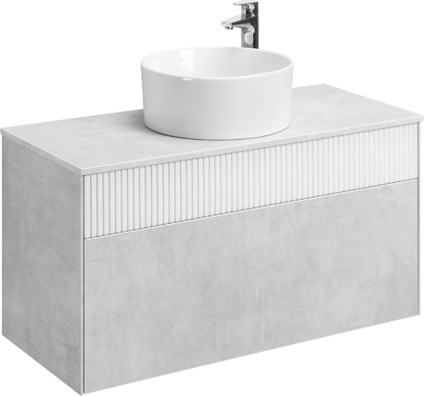 Тумба с раковиной AQUATON Марбл 100 слэйт, белая матовая, раковина 32700C000