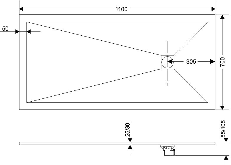 Поддон для душа RGW Stone Tray ST-0117G 70х110 с сифоном