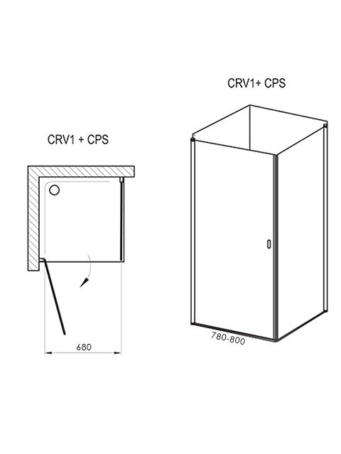 Душевой уголок Ravak Chrome CRV1-80+CPS-80 профиль блестящий, стекло прозрачное Transparent