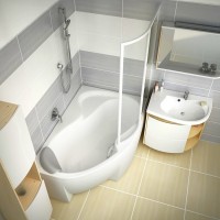 Акриловая ванна Ravak Rosa II R 160x105 см, угловая, правая, пристенная, белая, асимметричная, на ножках