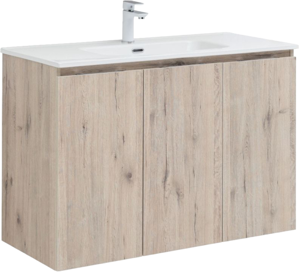 Тумба с раковиной Aquanet Алвита 90 подвесная, дуб веллингтон белый