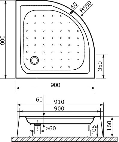 Поддон для душа RGW Lux TN 16180499-41 90x90