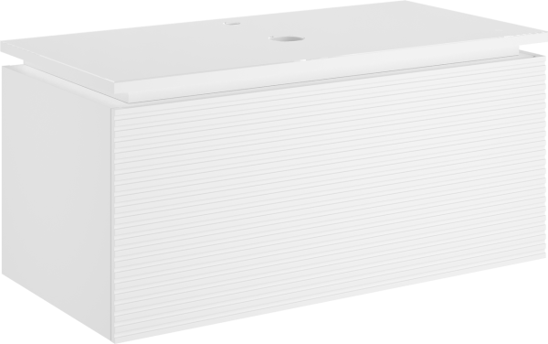 Тумба под раковину со столешницей STWORKI Рандерс 100, белая, подвесная, с подсветкой