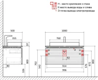 Тумба под раковину со столешницей STWORKI Рандерс 100, белая, подвесная, с подсветкой
