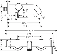 Смеситель для ванны с душем Hansgrohe Tecturis S 73422000 хром Смеситель для ванны с душем Hansgrohe Tecturis S 73422000 хром