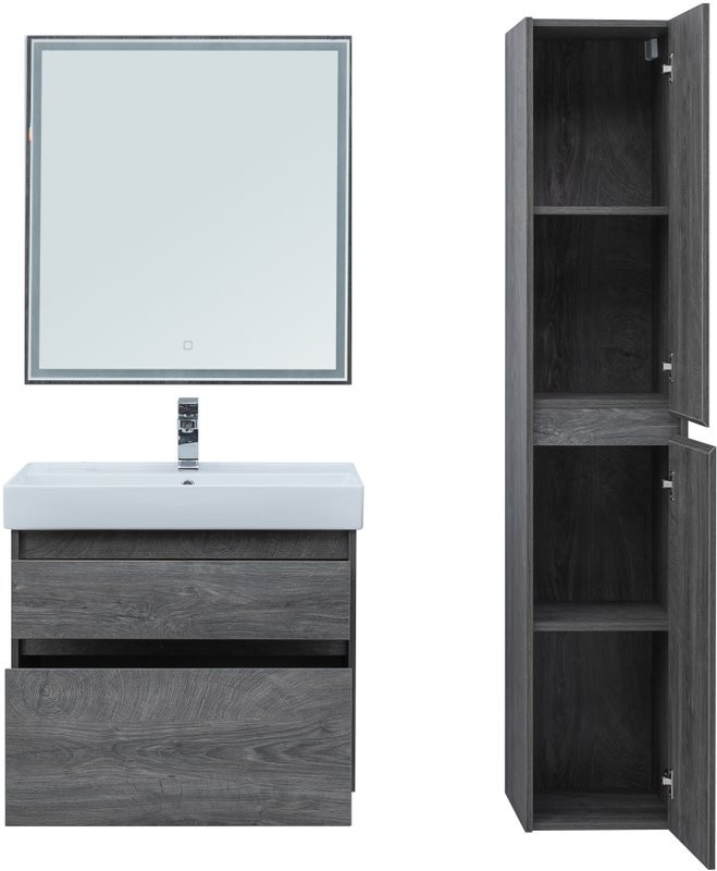 Тумба с раковиной Aquanet Nova Lite 75 дуб рошелье, 2 ящика