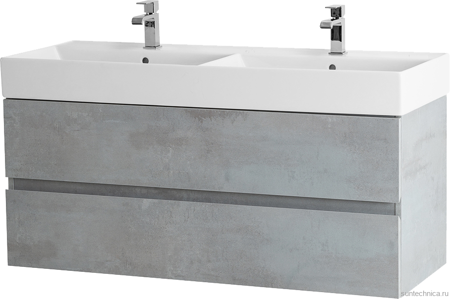 Тумба с раковиной Cezares Molveno 46 120 beton, с раковиной Cezares CZR-MIL-120-2-LVB