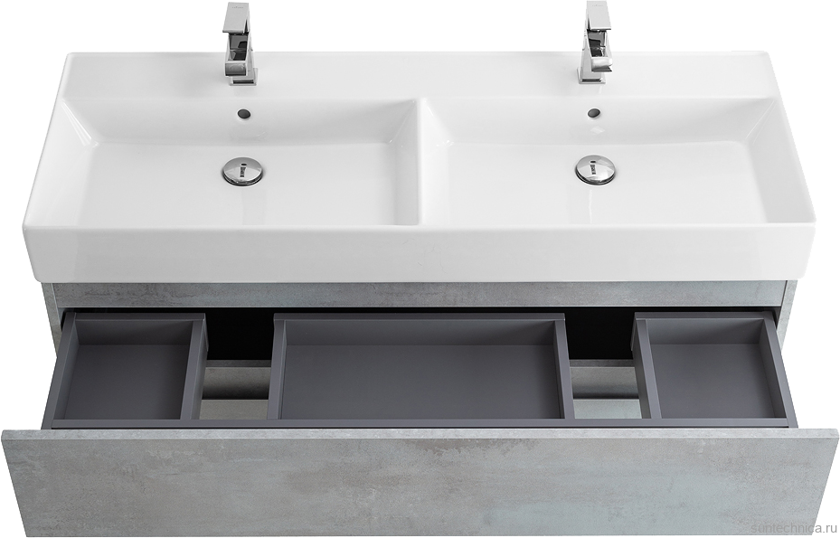Тумба с раковиной Cezares Molveno 46 120 beton, с раковиной Cezares CZR-MIL-120-2-LVB
