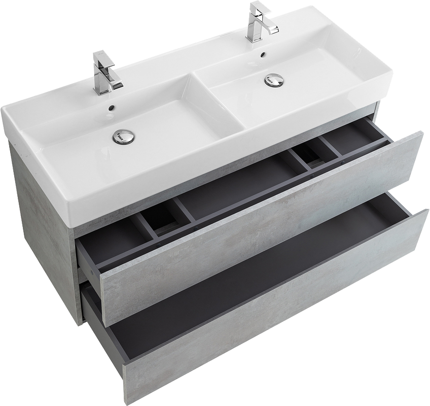 Тумба с раковиной Cezares Molveno 46 120 beton, с раковиной Cezares CZR-MIL-120-2-LVB