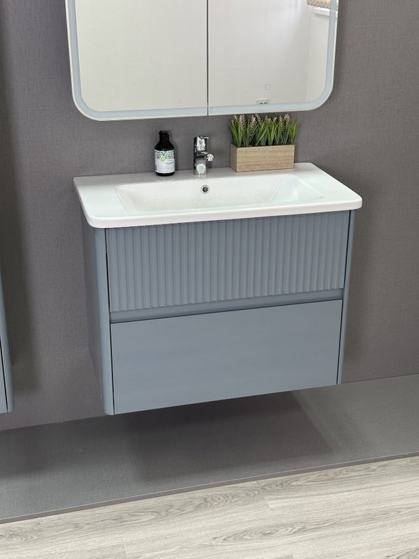 Тумба под раковину без столешницы Alavann Wave 80 подвесная, голубой деним