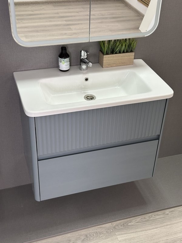 Тумба под раковину без столешницы Alavann Wave 80 подвесная, голубой деним