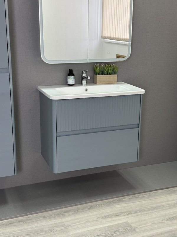 Тумба под раковину без столешницы Alavann Wave 80 подвесная, голубой деним