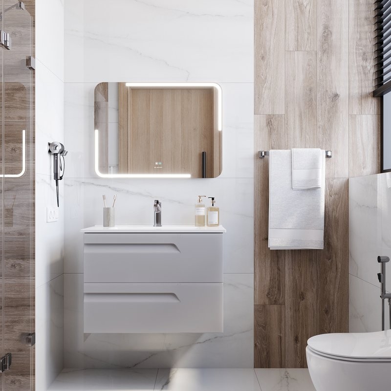 Зеркало Laparet Atlas 80х60 с подсветкой, диммером, с функцией антизапотевания