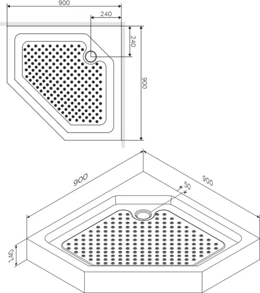 Поддон для душа AM.PM Gem W90T-405-090WT 90x90
