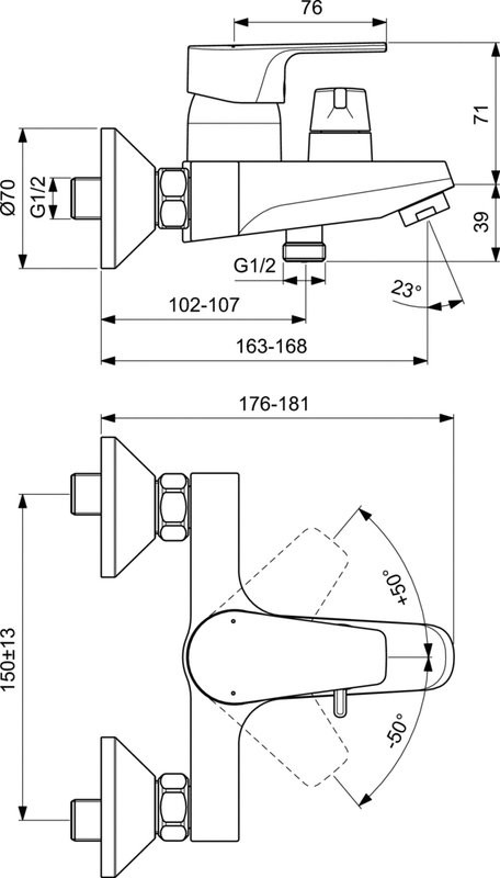 Душевой комплект Смеситель Ideal Standard Cerafine D BC494AA + Стойка IdealRain cube IdealRain Cube A5862AA