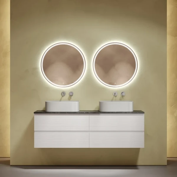 Мебель для ванной комнаты Sancos Folk 160 bianco, столешница черный мрамор TT160A1, раковина CN6052MSG